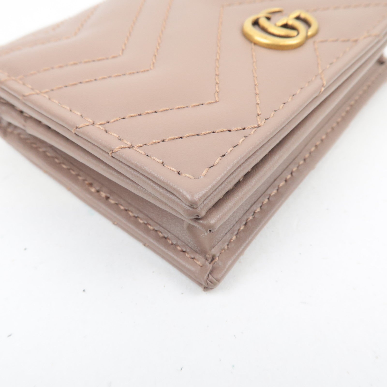 GUCCI GG Marmont Leather Wallet Greige 466492