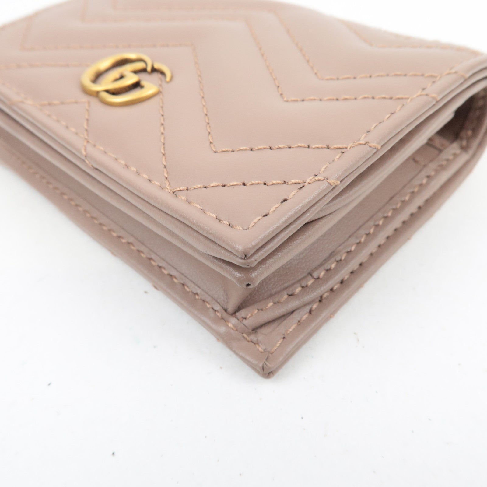 GUCCI GG Marmont Leather Wallet Greige 466492