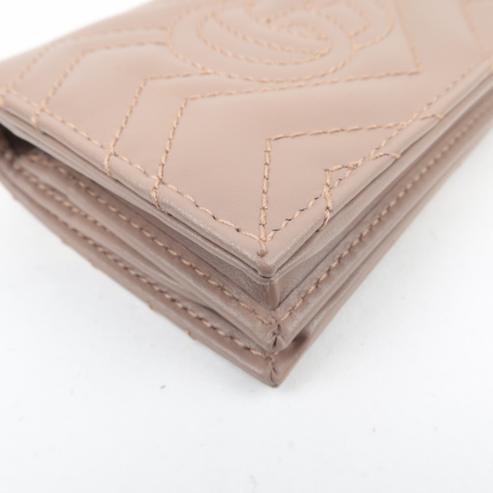 GUCCI GG Marmont Leather Wallet Greige 466492