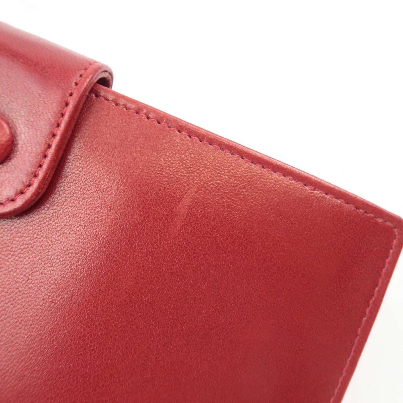 CHANEL Coco Mark Bifold Long Wallet Lambskin Red 3073532