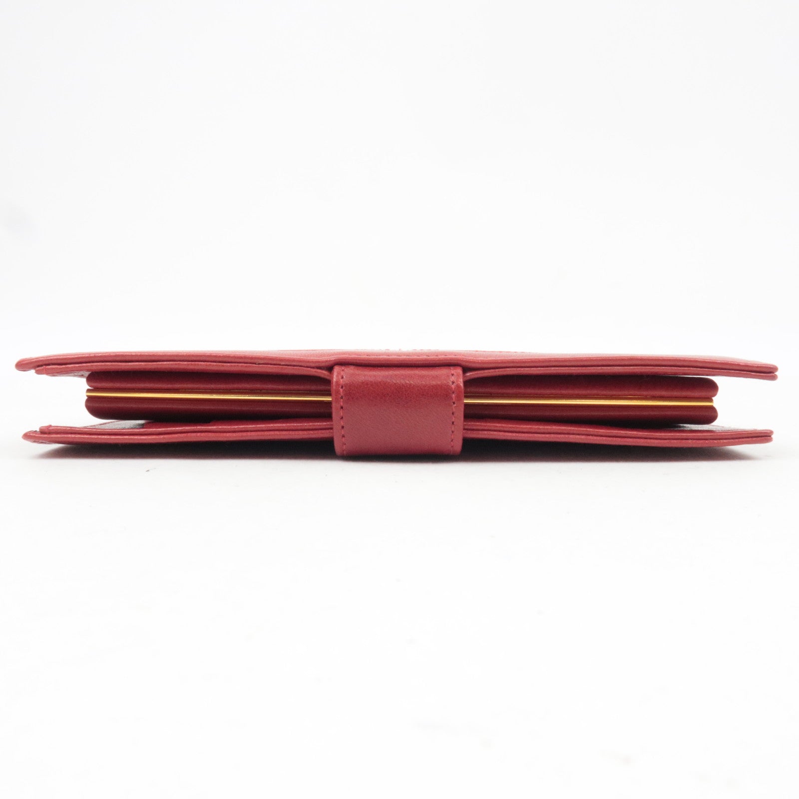 CHANEL Coco Mark Bifold Long Wallet Lambskin Red 3073532