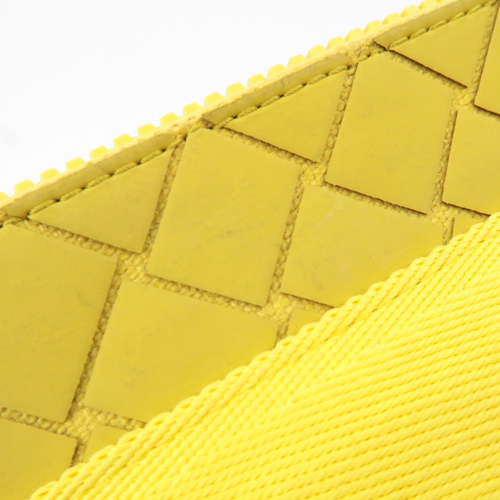 BOTTEGA VENETA Intrecciato Flat Clutch Rubber Canvas Yellow