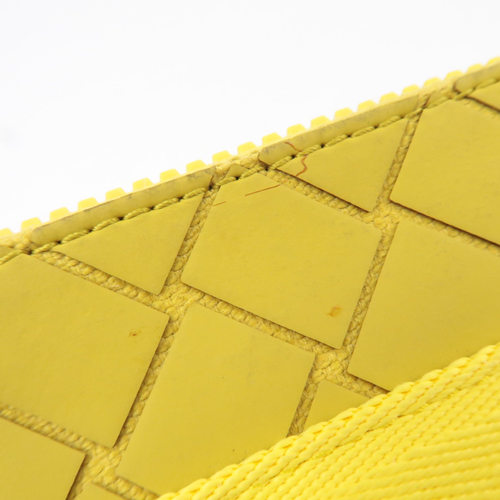 BOTTEGA VENETA Intrecciato Flat Clutch Rubber Canvas Yellow