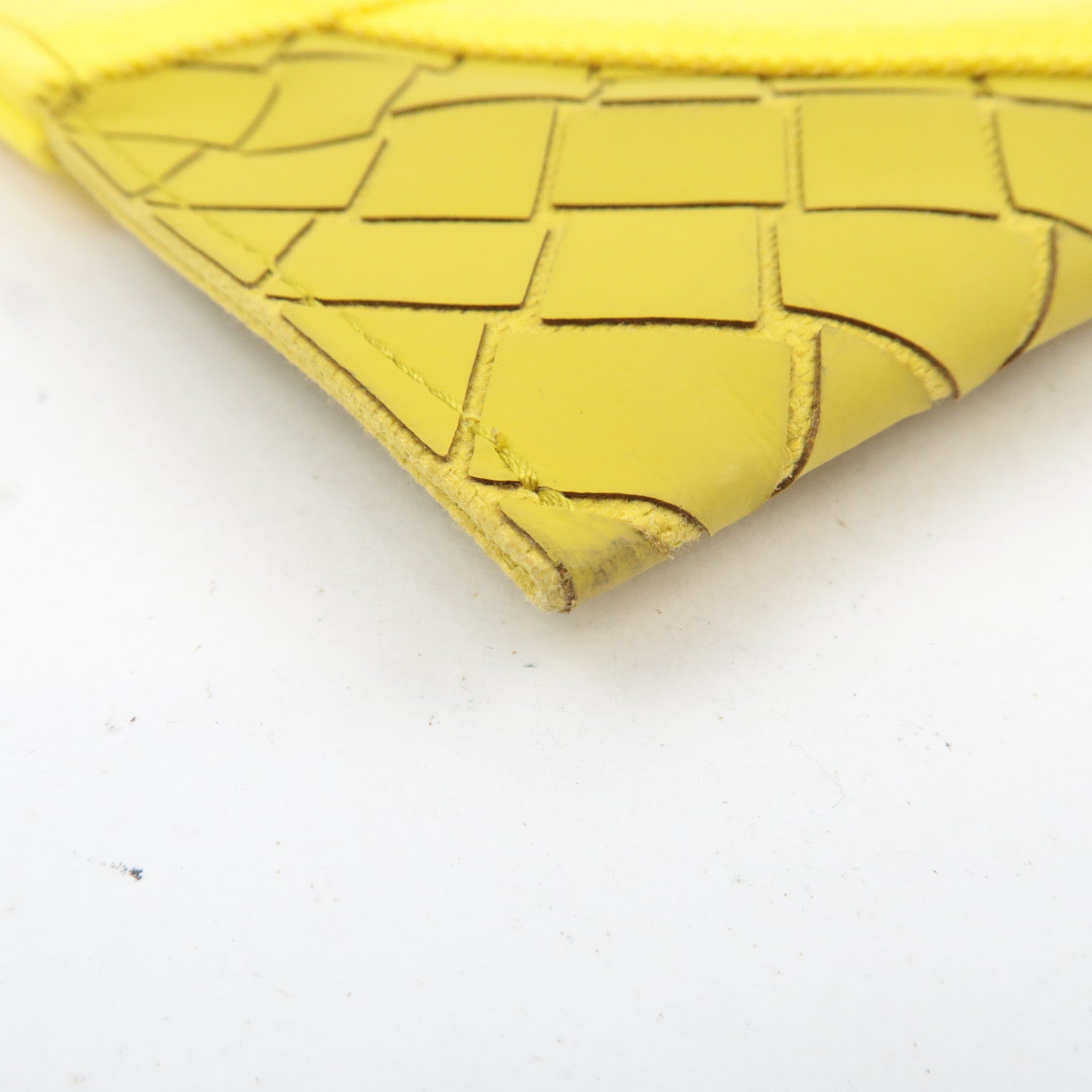 BOTTEGA VENETA Intrecciato Flat Clutch Rubber Canvas Yellow
