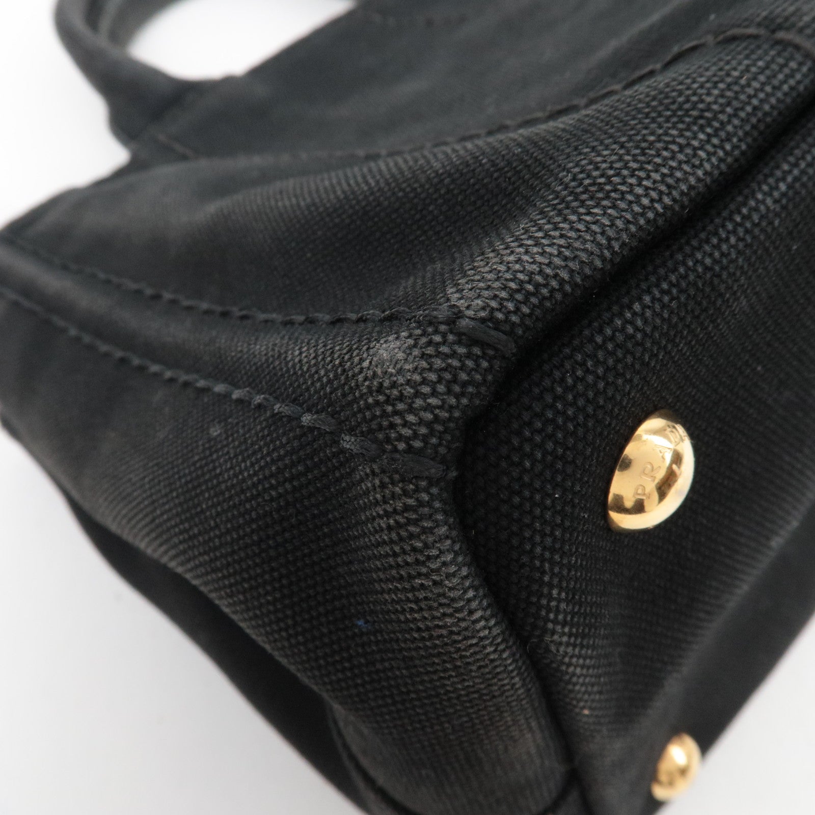 PRADA Canapa Mini Canvas 2Way Tote Bag Black 1BG439