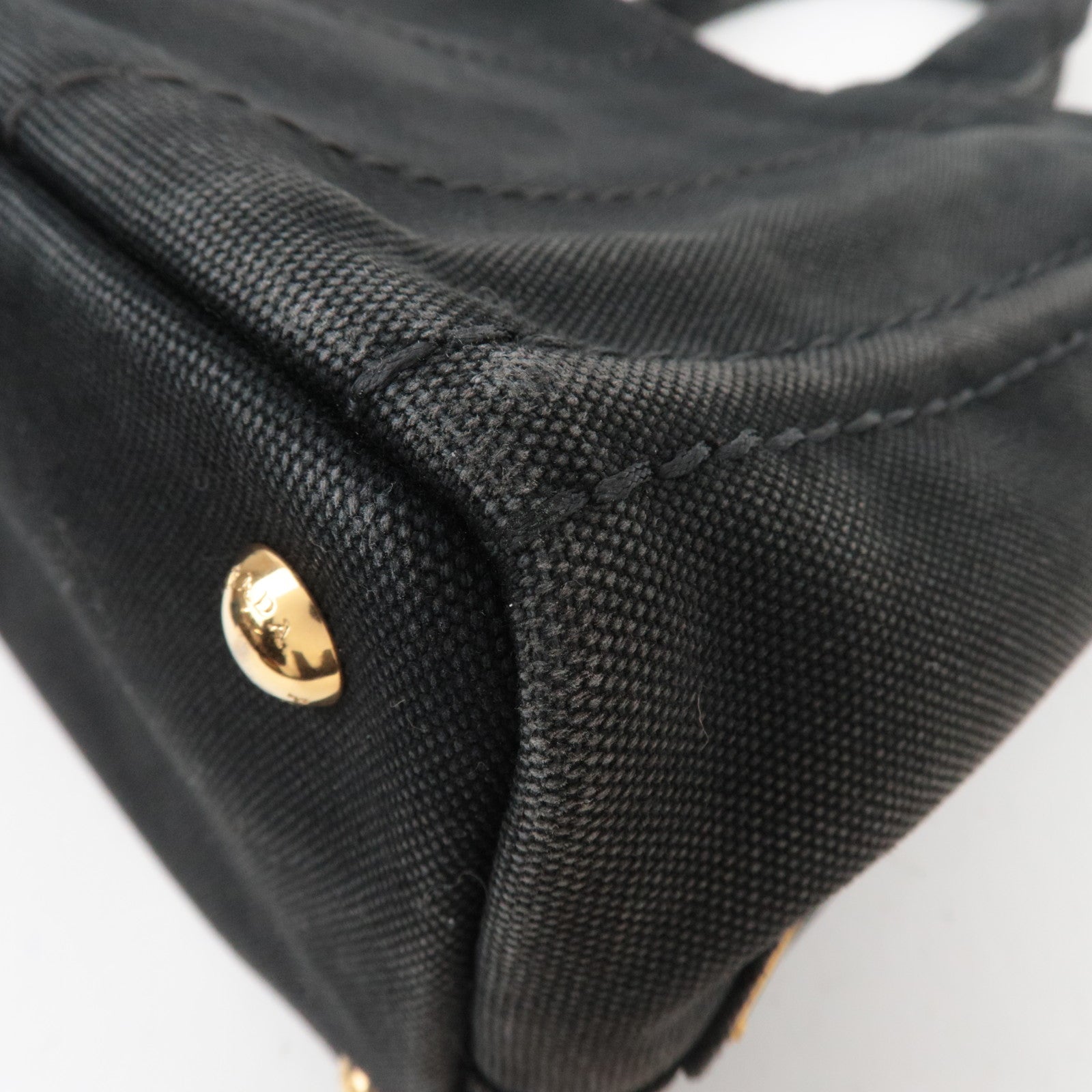 PRADA Canapa Mini Canvas 2Way Tote Bag Black 1BG439