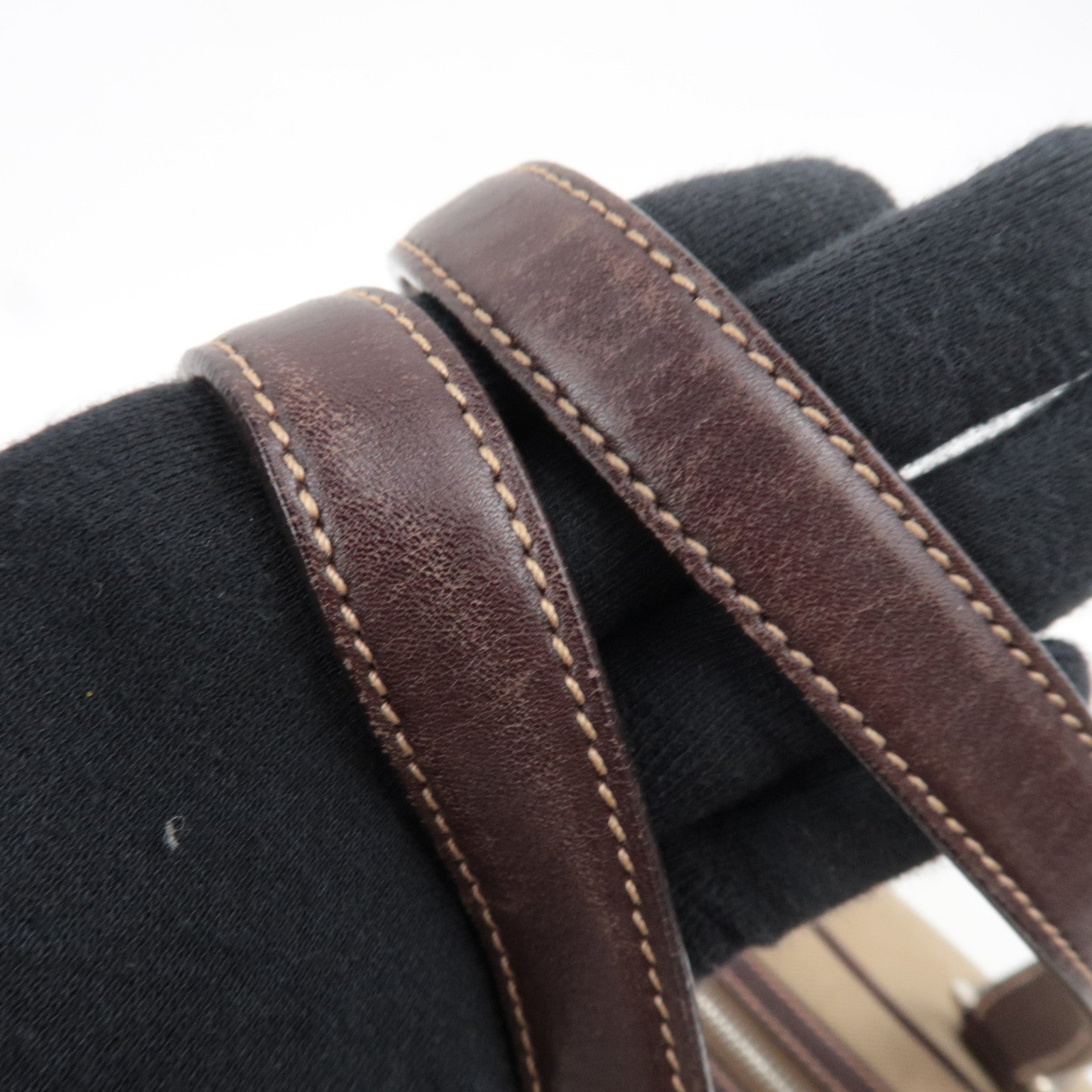 PRADA Logo Jacquard Leather Shoulder Bag Beige