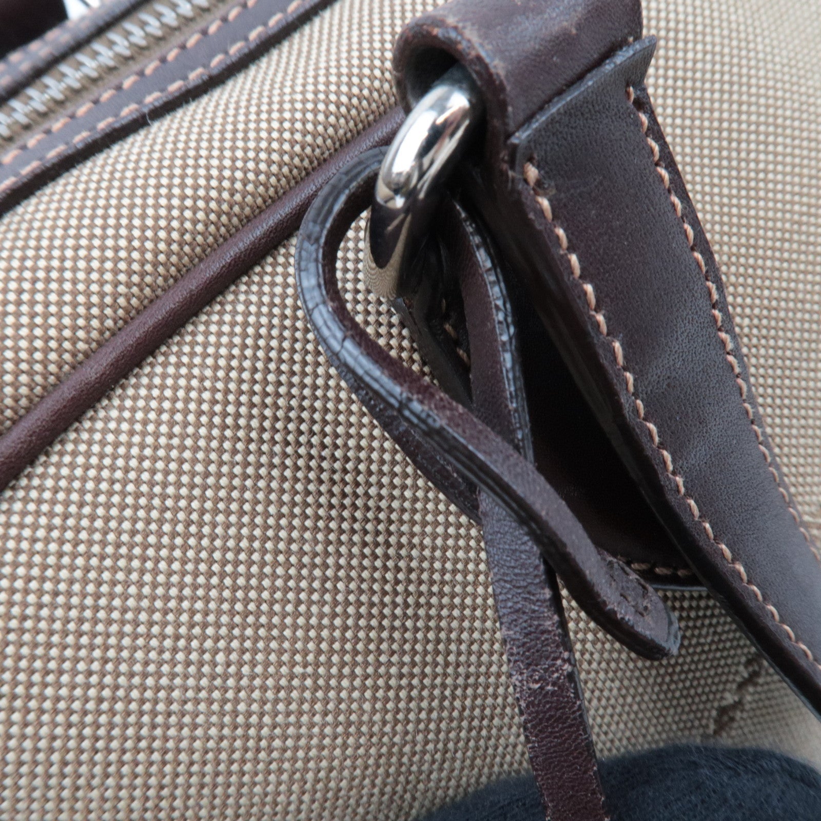 PRADA Logo Jacquard Leather Shoulder Bag Beige