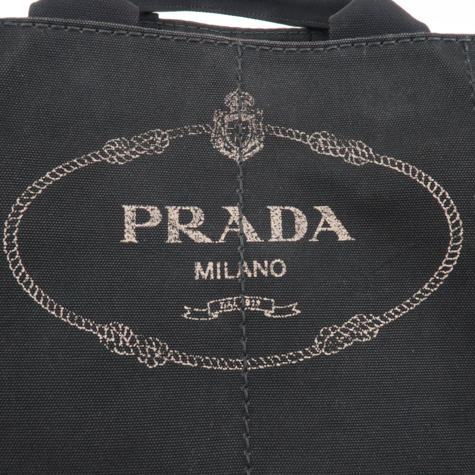 PRADA Canapa Large Canvas 2Way Tote Bag Black