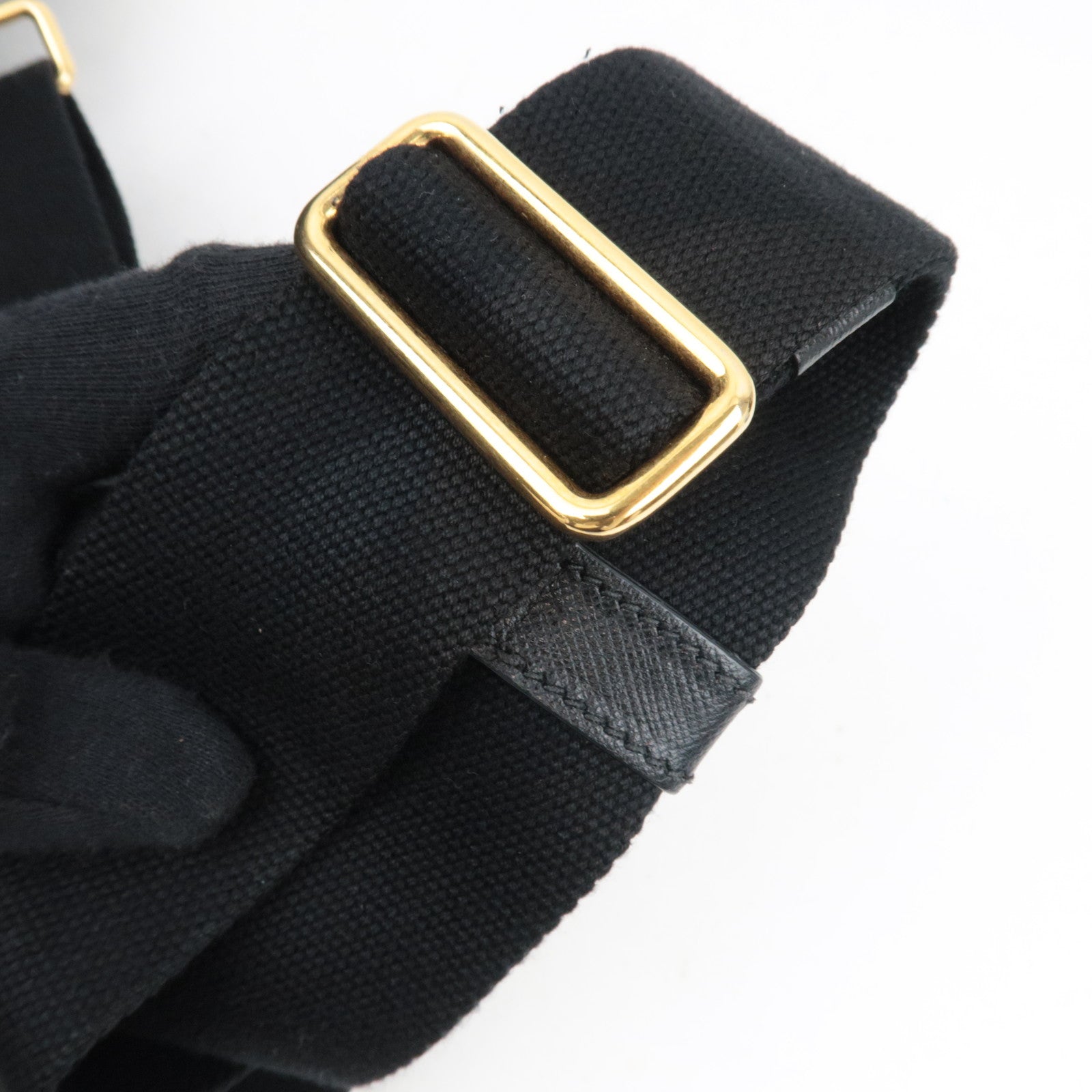 PRADA Canapa Large Canvas 2Way Tote Bag Black