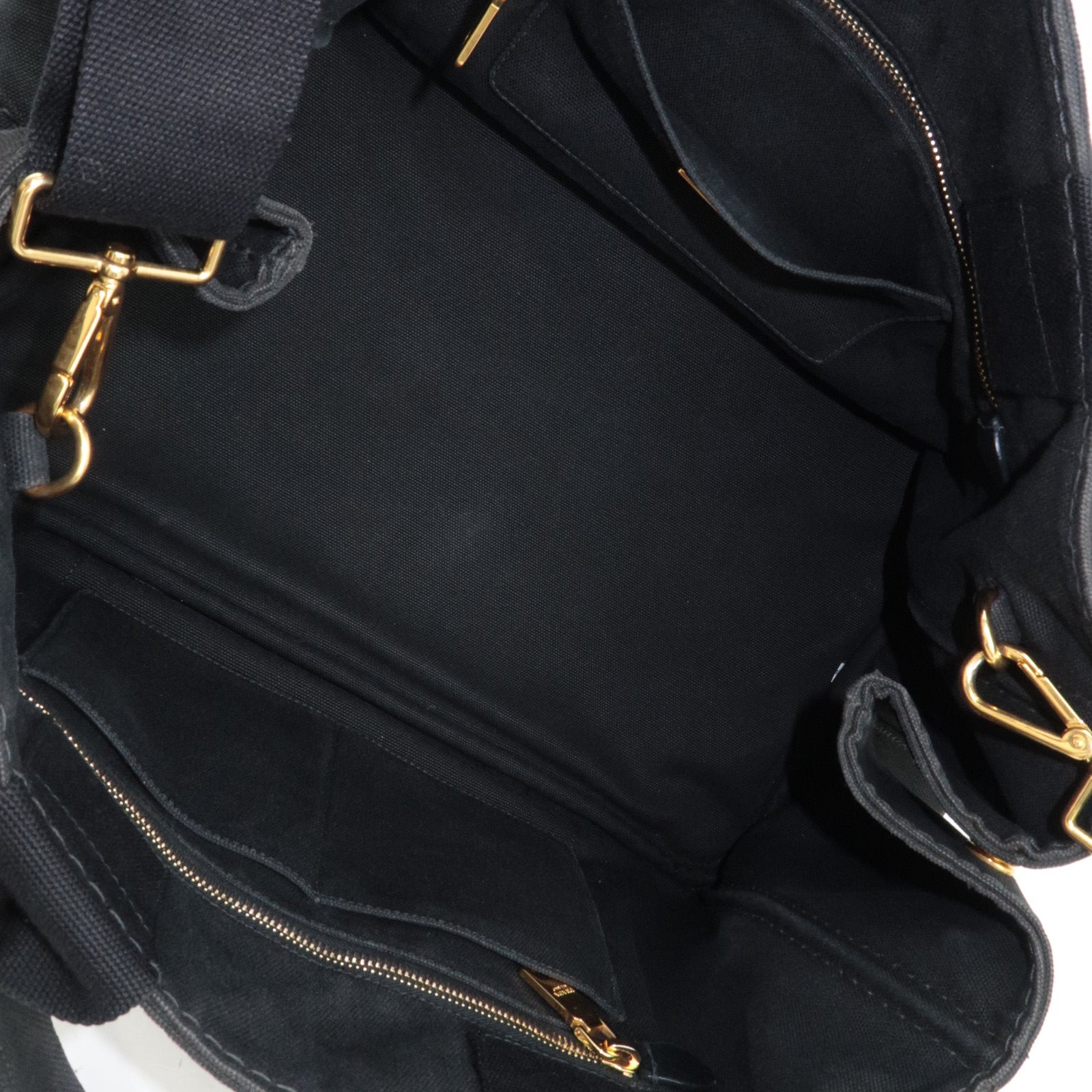 PRADA Canapa Large Canvas 2Way Tote Bag Black