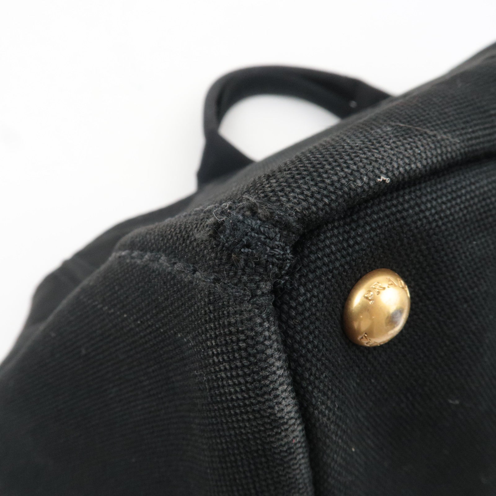 PRADA Canapa Large Canvas 2Way Tote Bag Black