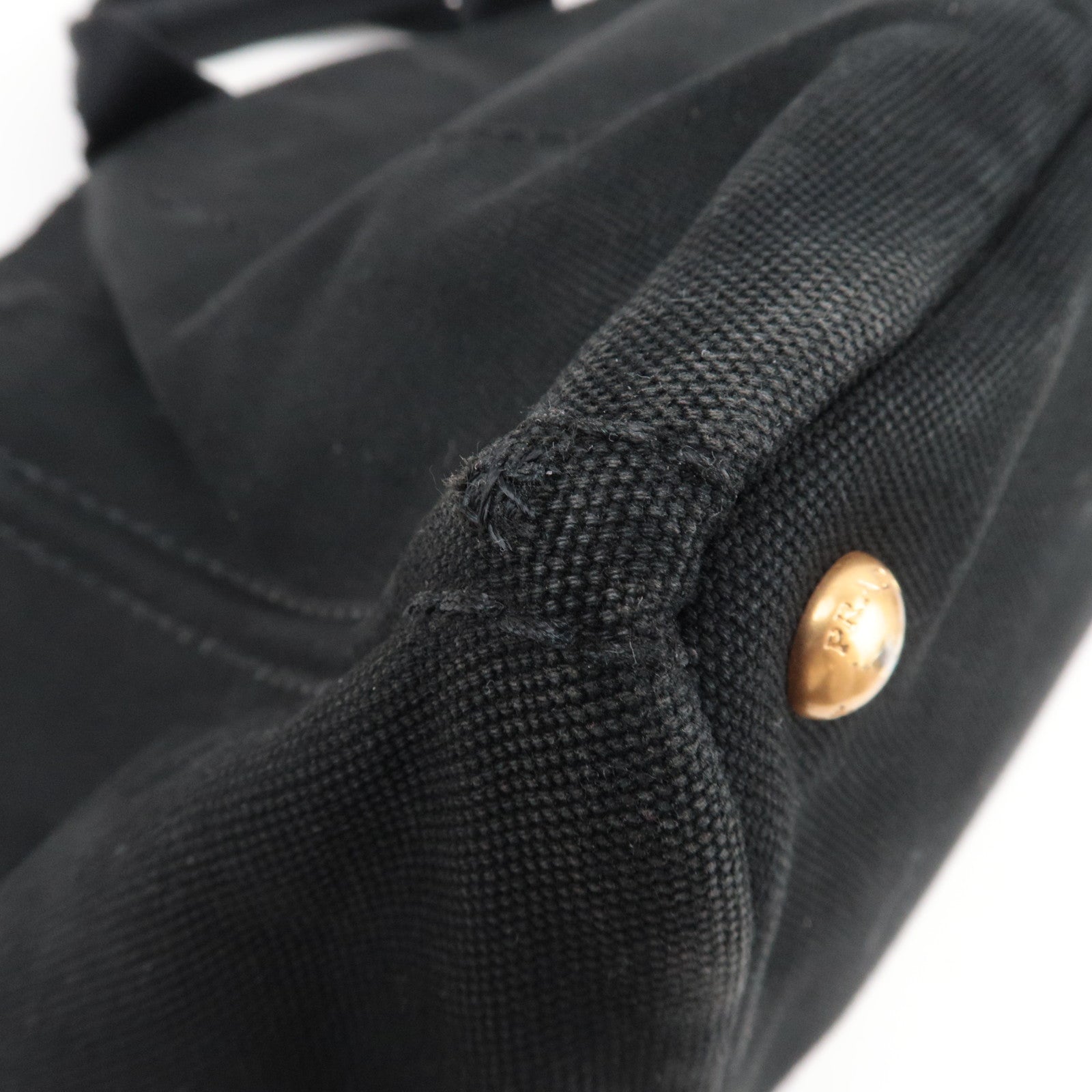 PRADA Canapa Large Canvas 2Way Tote Bag Black