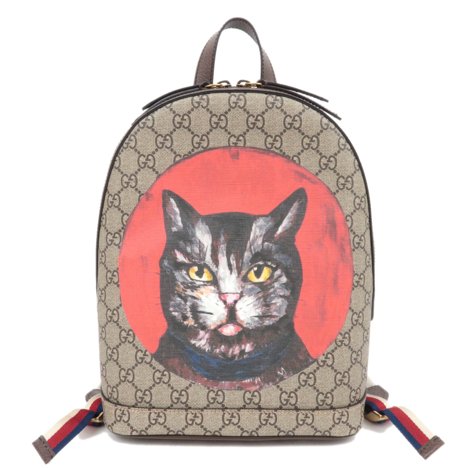 GUCCI Mystic Cat Backpack GG Supreme Leather Beige 49562186348