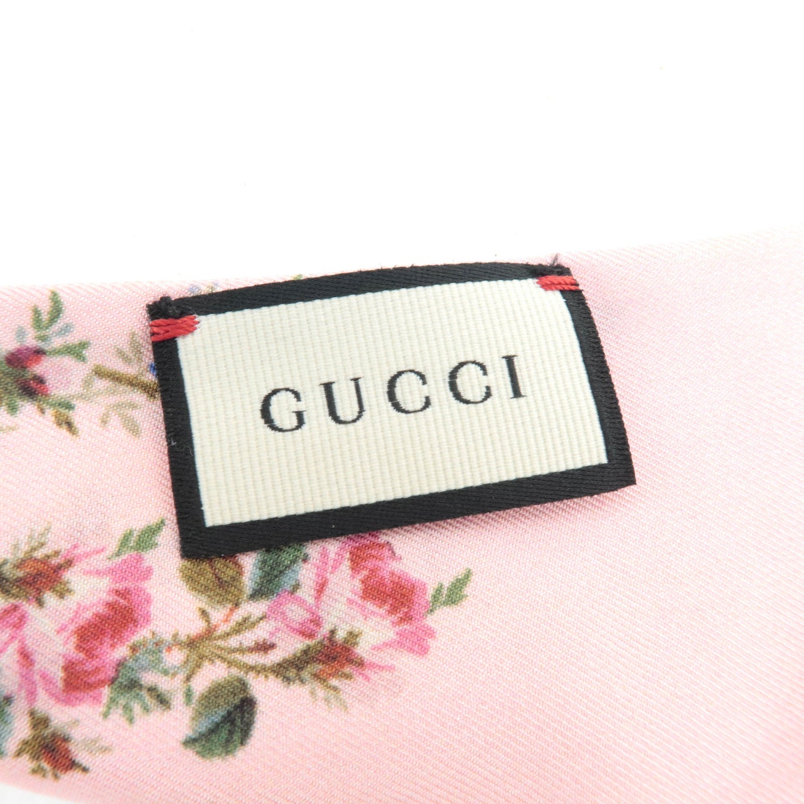 GUCCI Silk Flower Print Scarf Pink