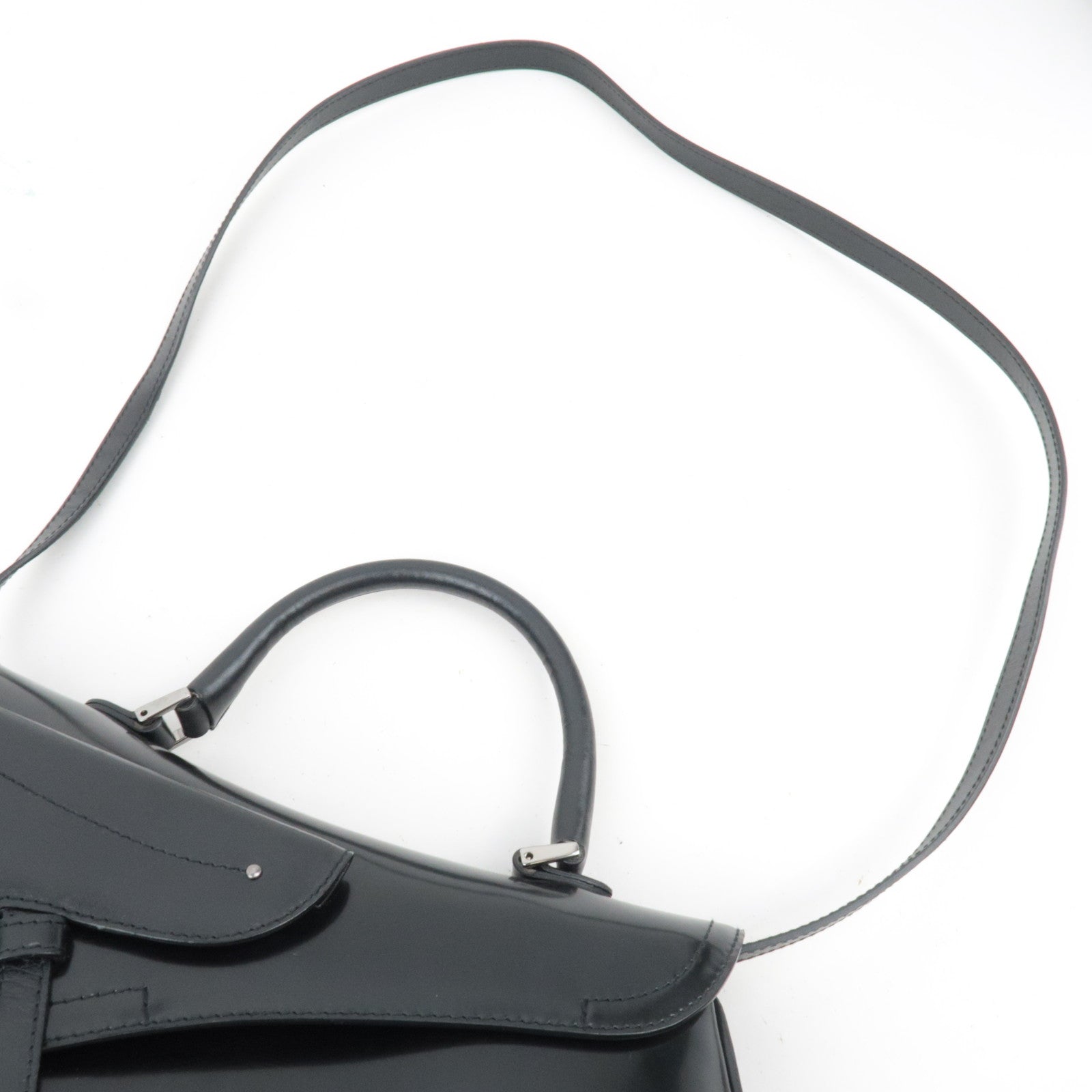 Christian Dior Saddle 2Way Bag Patent Leather Black