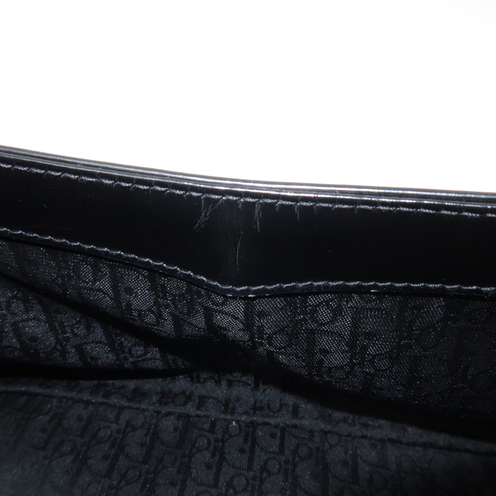 Christian Dior Saddle 2Way Bag Patent Leather Black