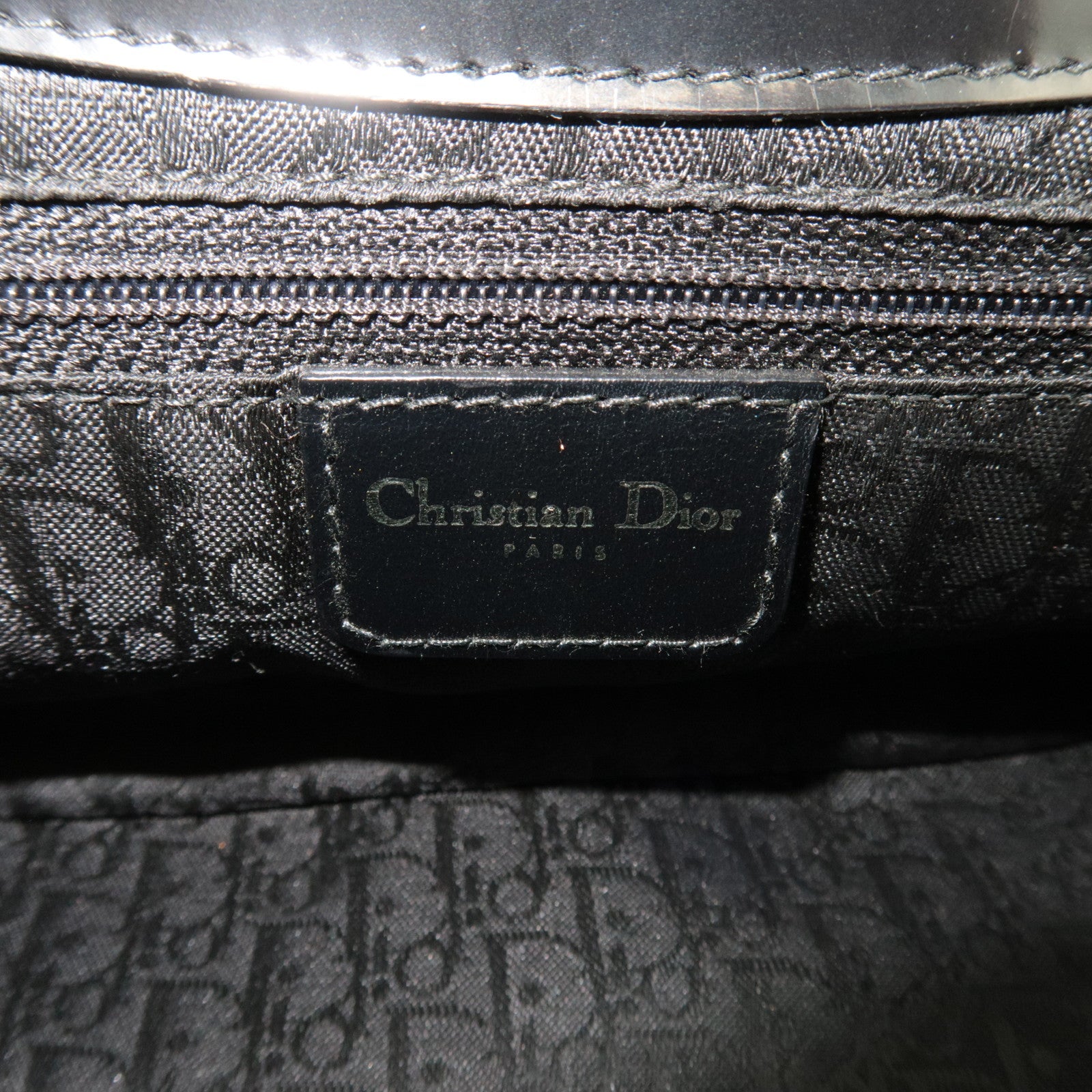 Christian Dior Saddle 2Way Bag Patent Leather Black