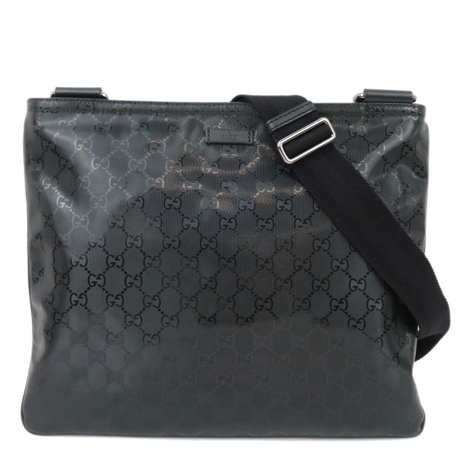 GUCCI GG Imprime PVC Leather Shoulder Bag Black 20144686546