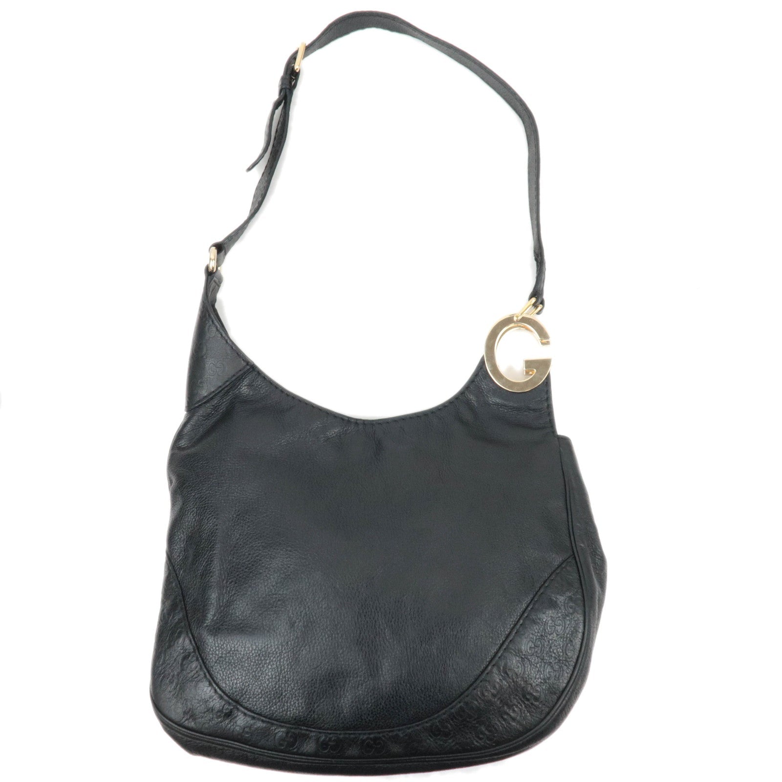 GUCCI Guccissima Leather Shoulder Bag Black 20350386548