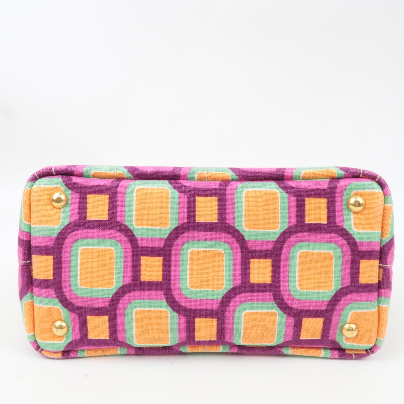 PRADA Canapa Mini Geometric Tote Bag Canvas Pink 1BG439