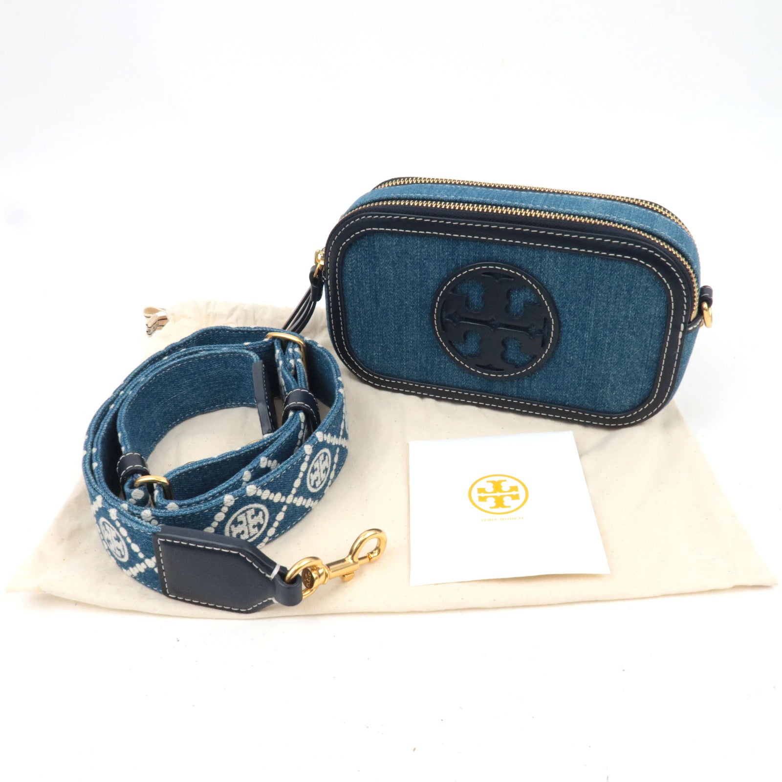 TORY BURCH Denim Leather Shoulder Bag