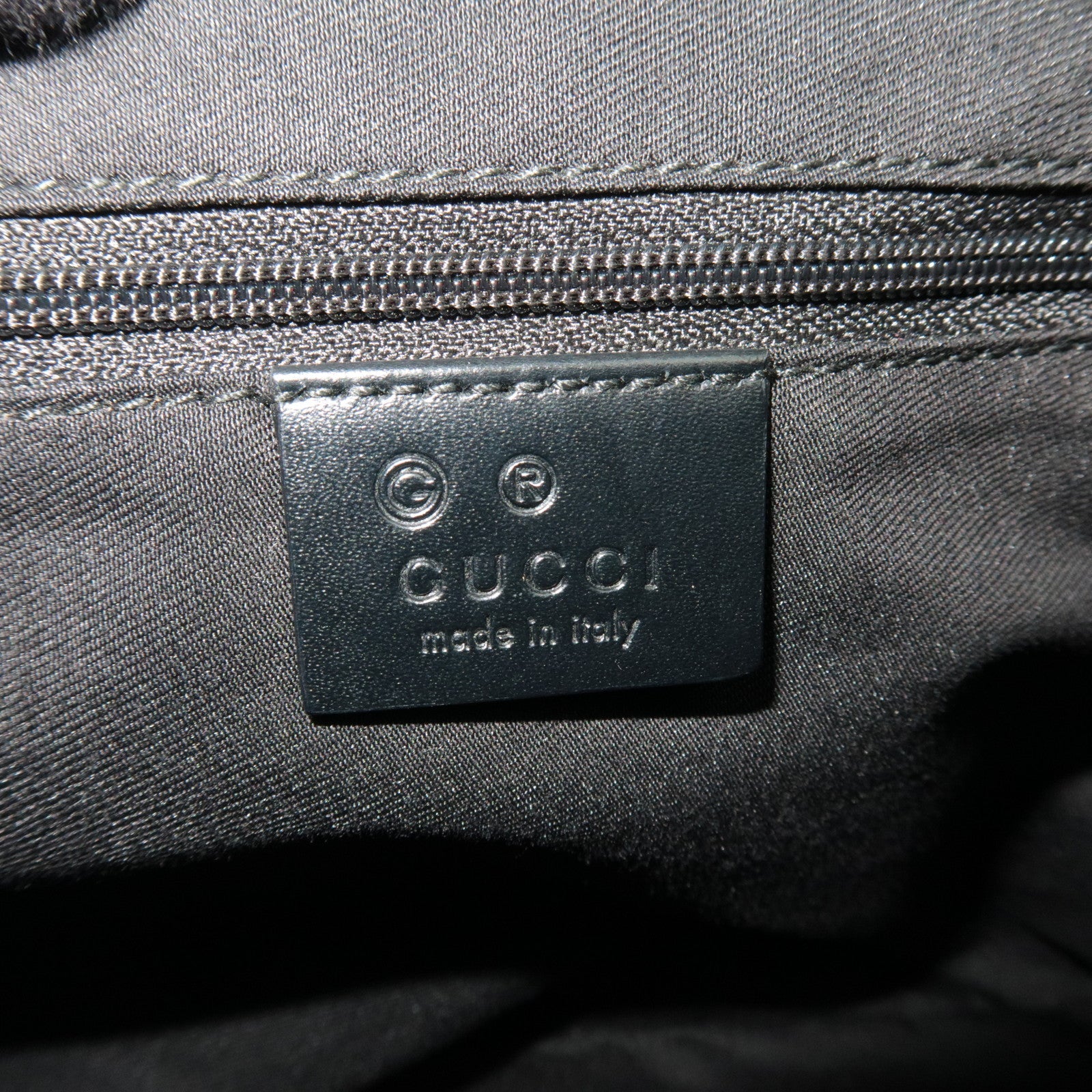GUCCI GG Nylon Leather Shoulder Bag Black 179776