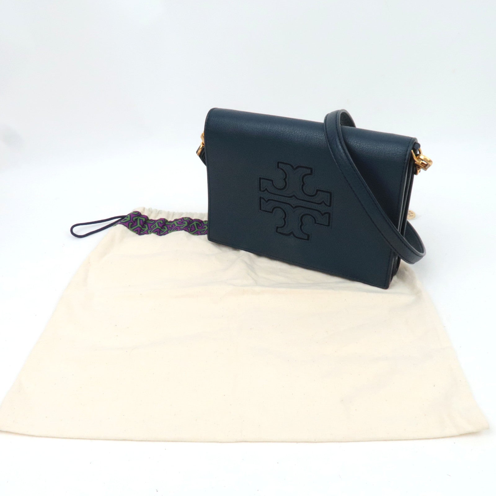 TORY BURCH Leather Shoulder Bag Navy