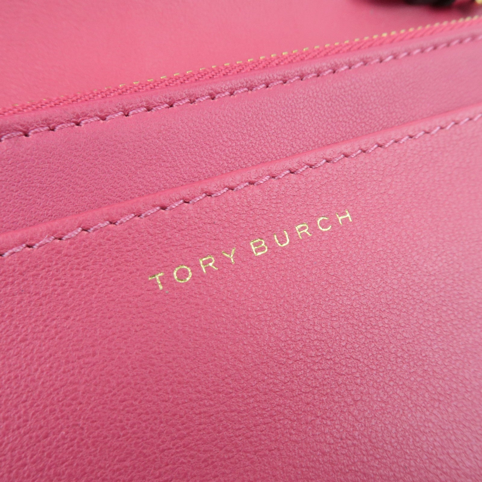 TORY BURCH Fleming Quilted Leather Chain Wallet Purse WOC Pink