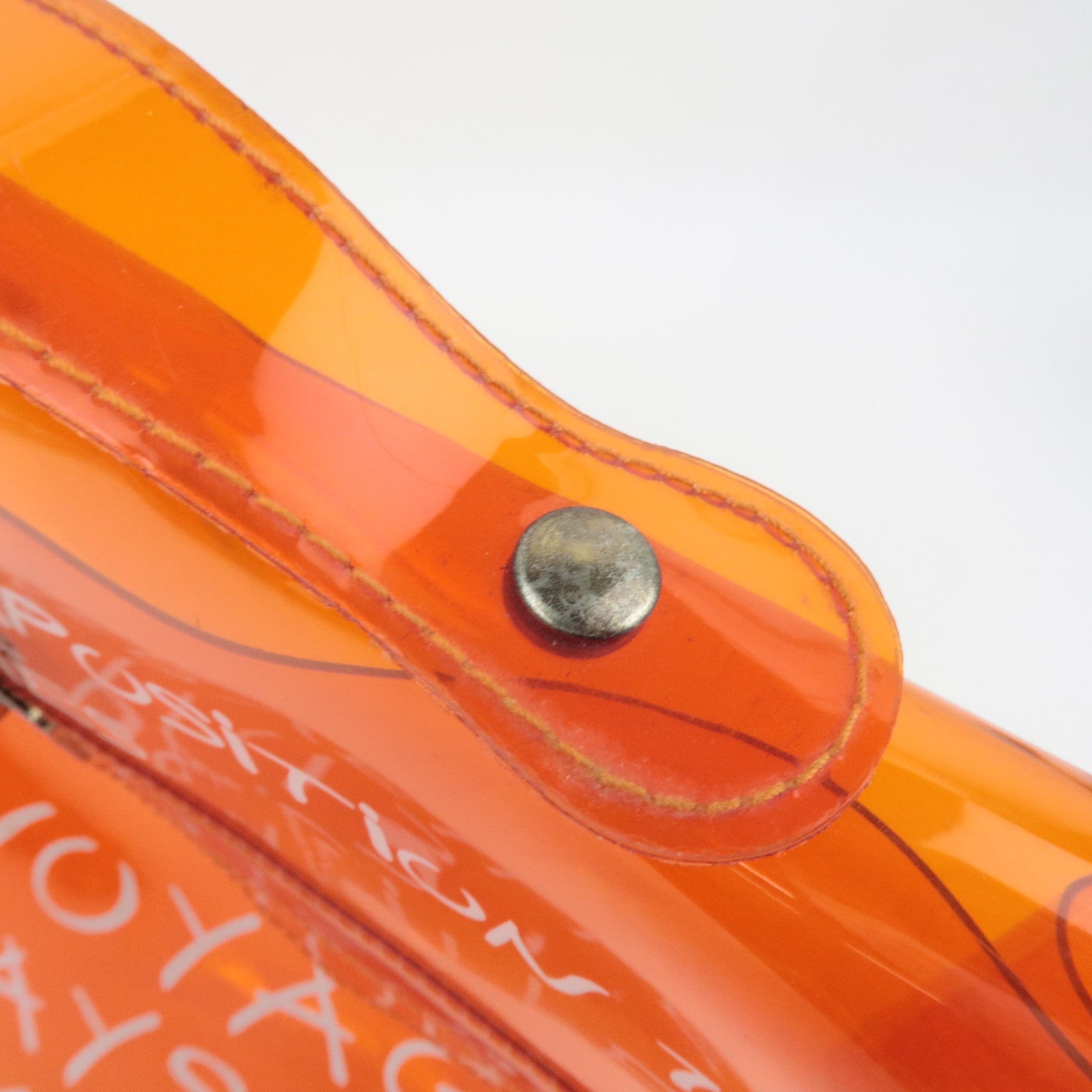 HERMES Vinyl Kelly Handbag Clear Orange