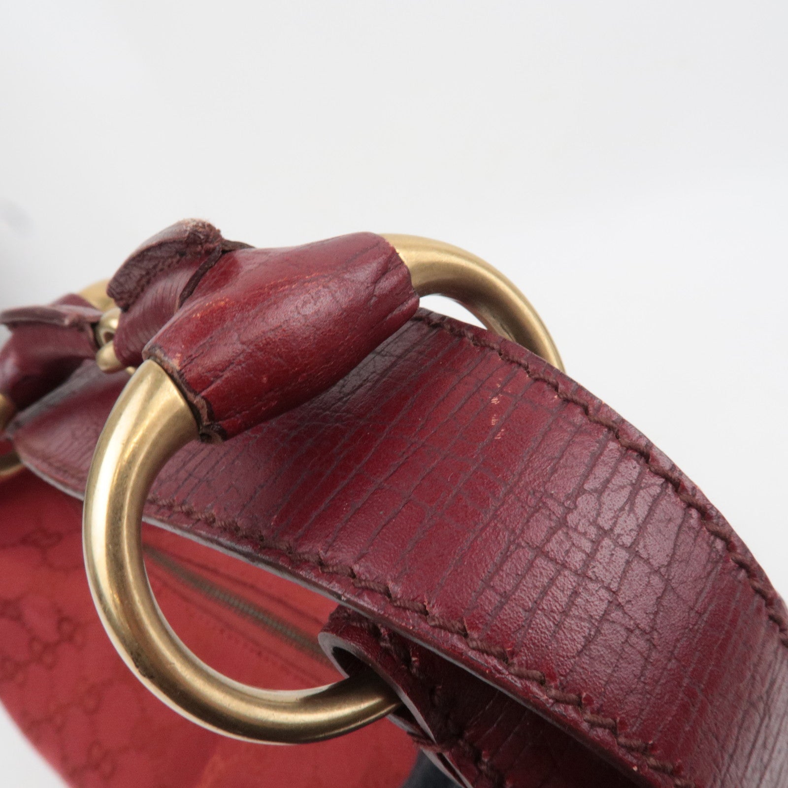 GUCCI Horsebit GG Canvas Shoulder Bag Red 115867