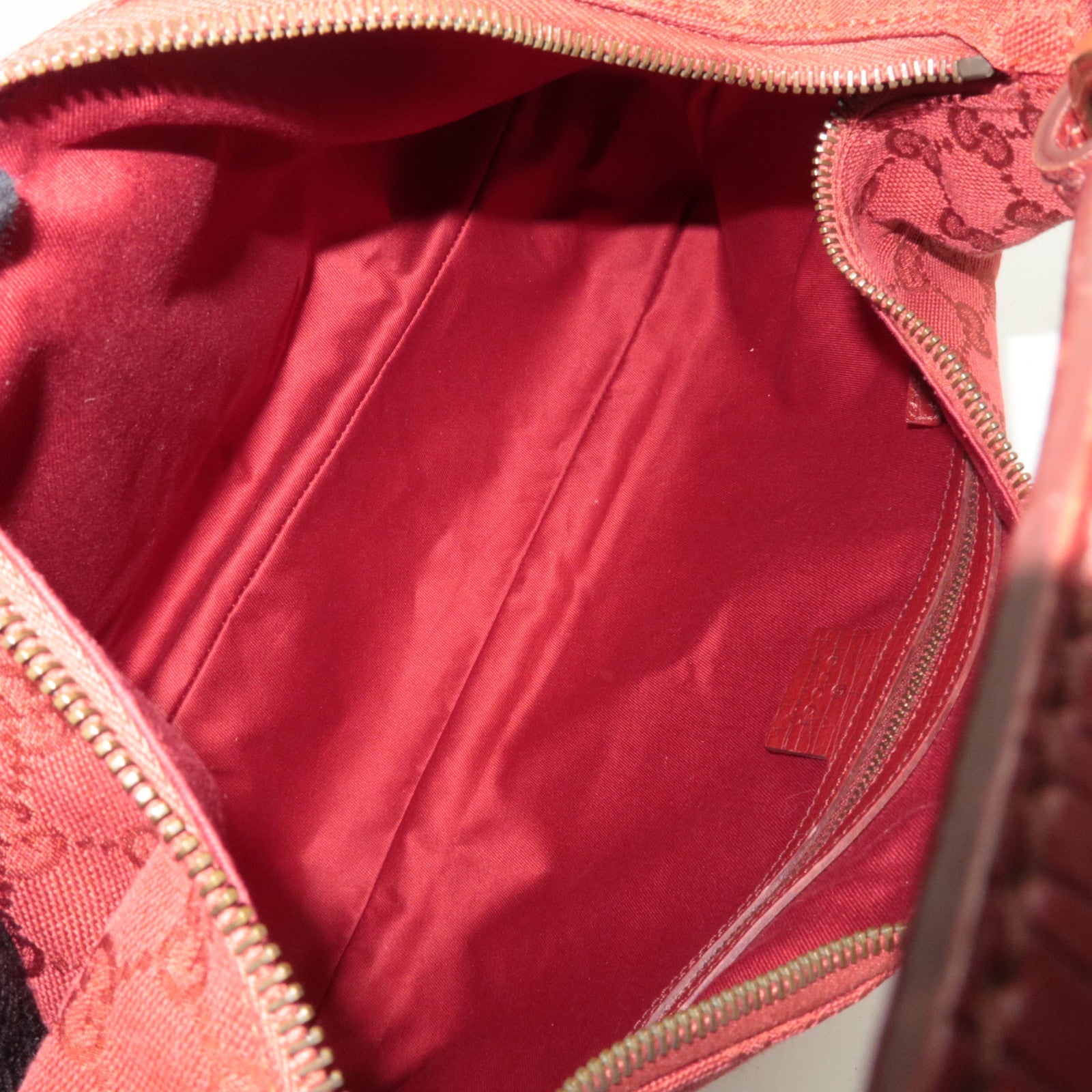 GUCCI Horsebit GG Canvas Shoulder Bag Red 115867