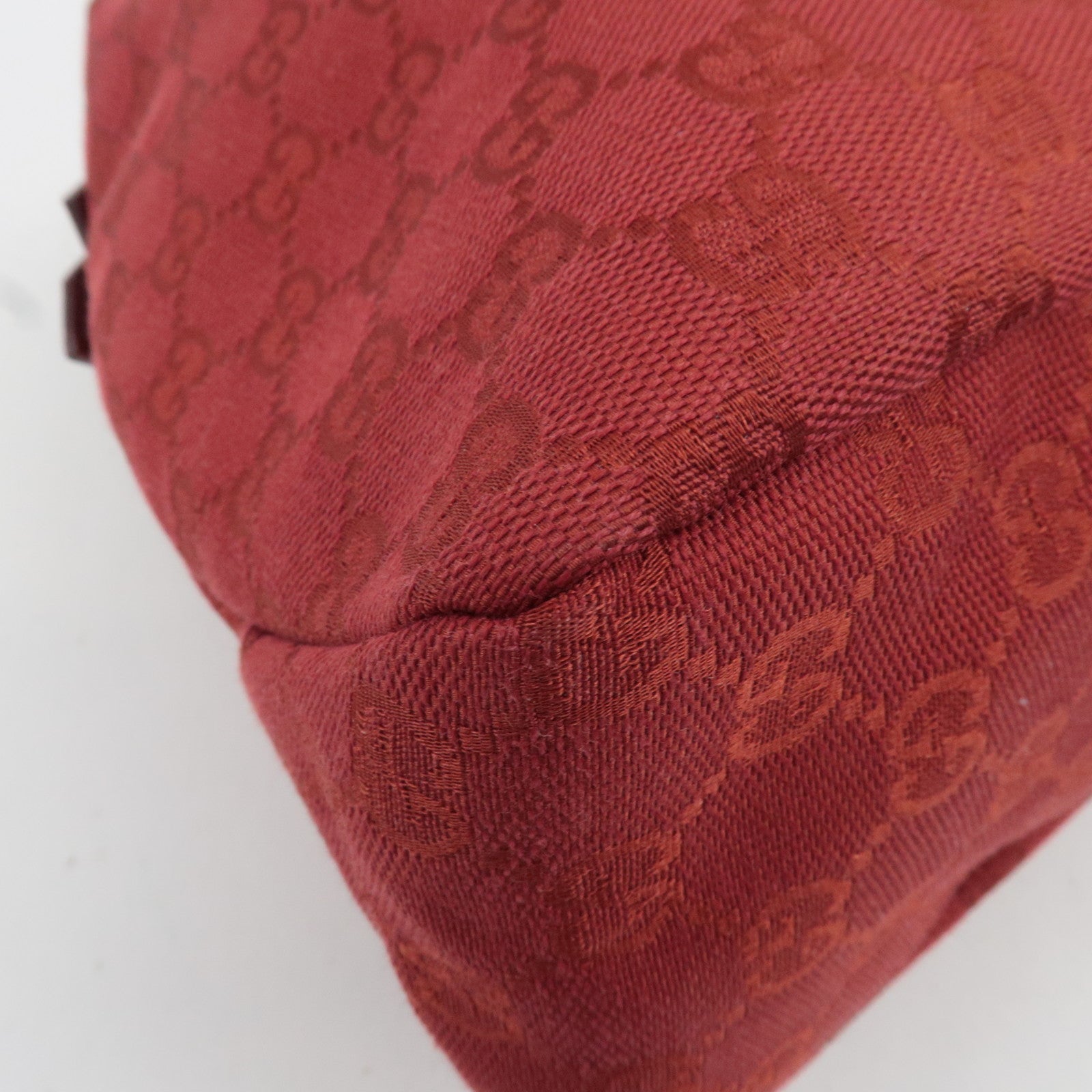 GUCCI Horsebit GG Canvas Shoulder Bag Red 115867