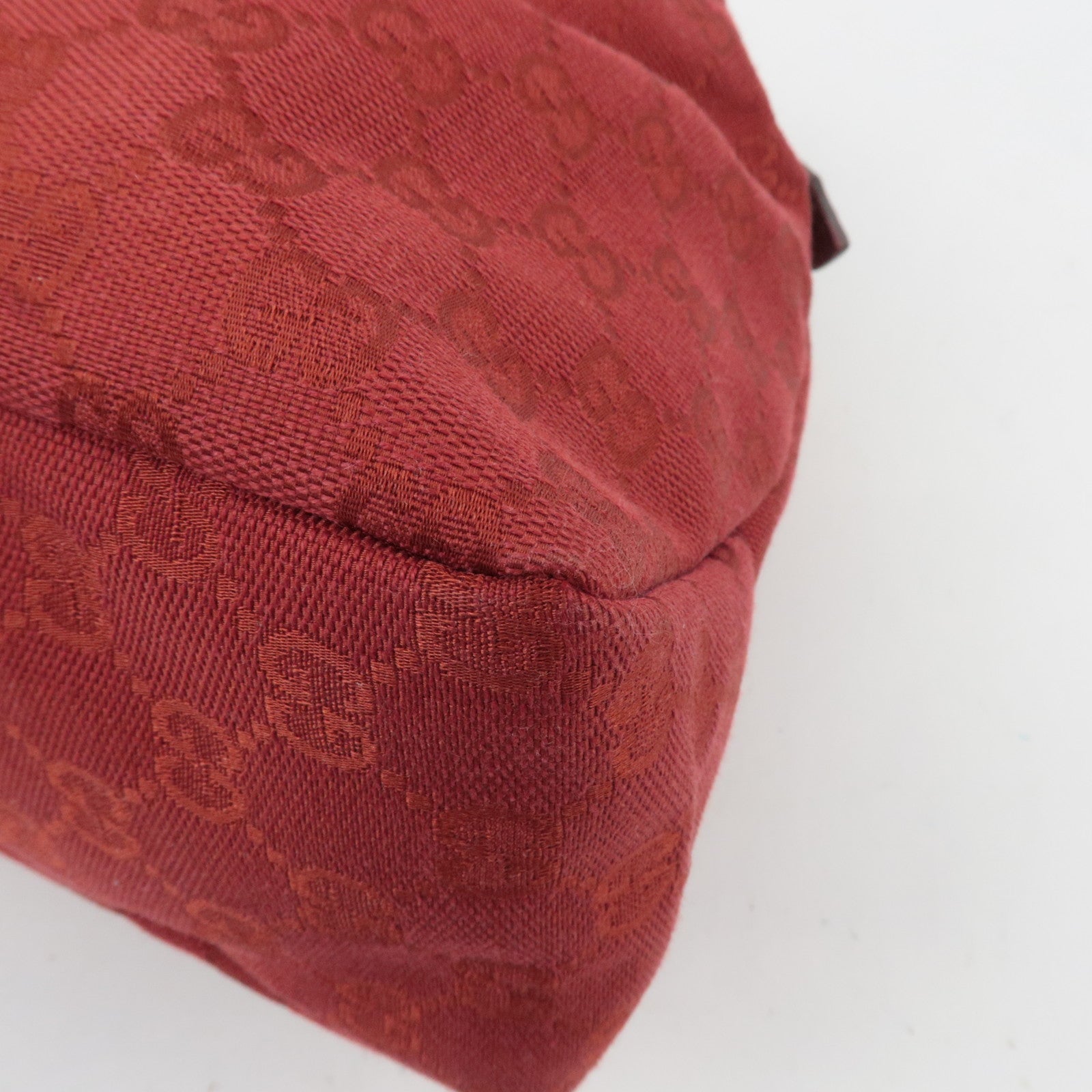 GUCCI Horsebit GG Canvas Shoulder Bag Red 115867
