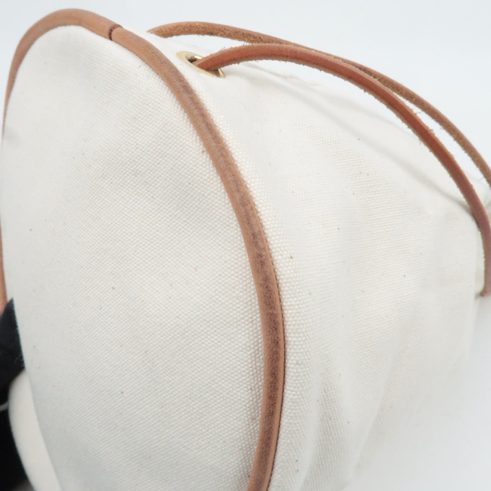 HERMES Polochon Mimile PM Canvas Leather Shoulder Bag Ivory