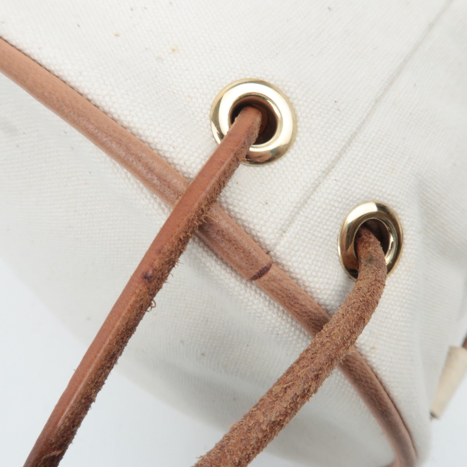 HERMES Polochon Mimile PM Canvas Leather Shoulder Bag Ivory