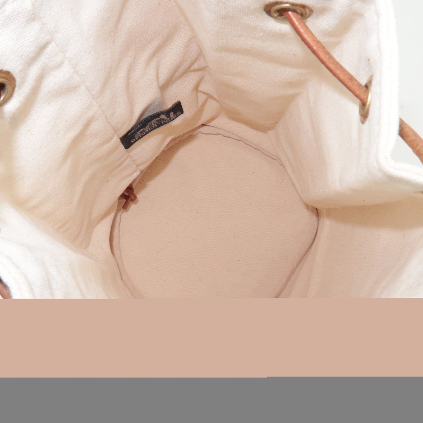 HERMES Polochon Mimile PM Canvas Leather Shoulder Bag Ivory