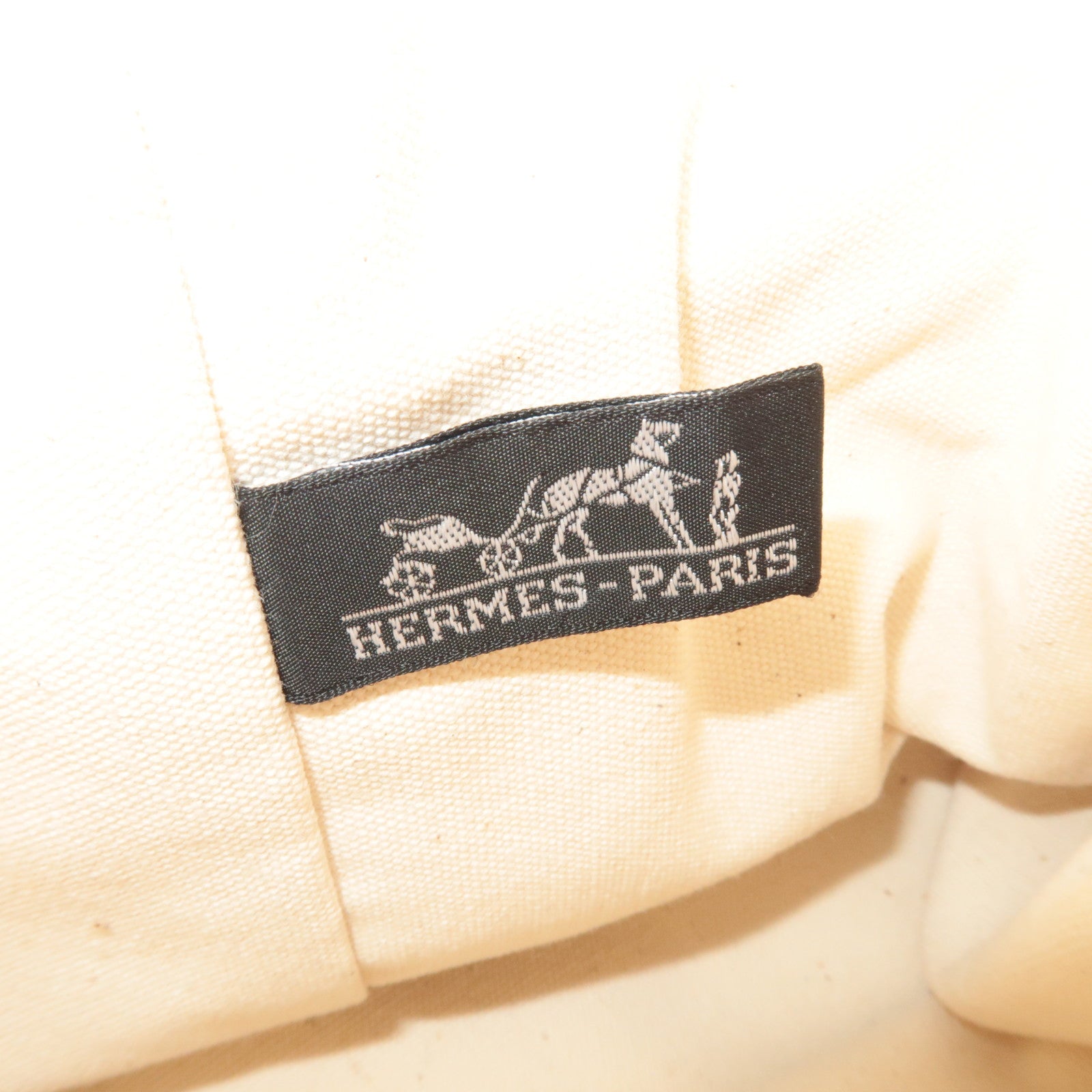 HERMES Polochon Mimile PM Canvas Leather Shoulder Bag Ivory