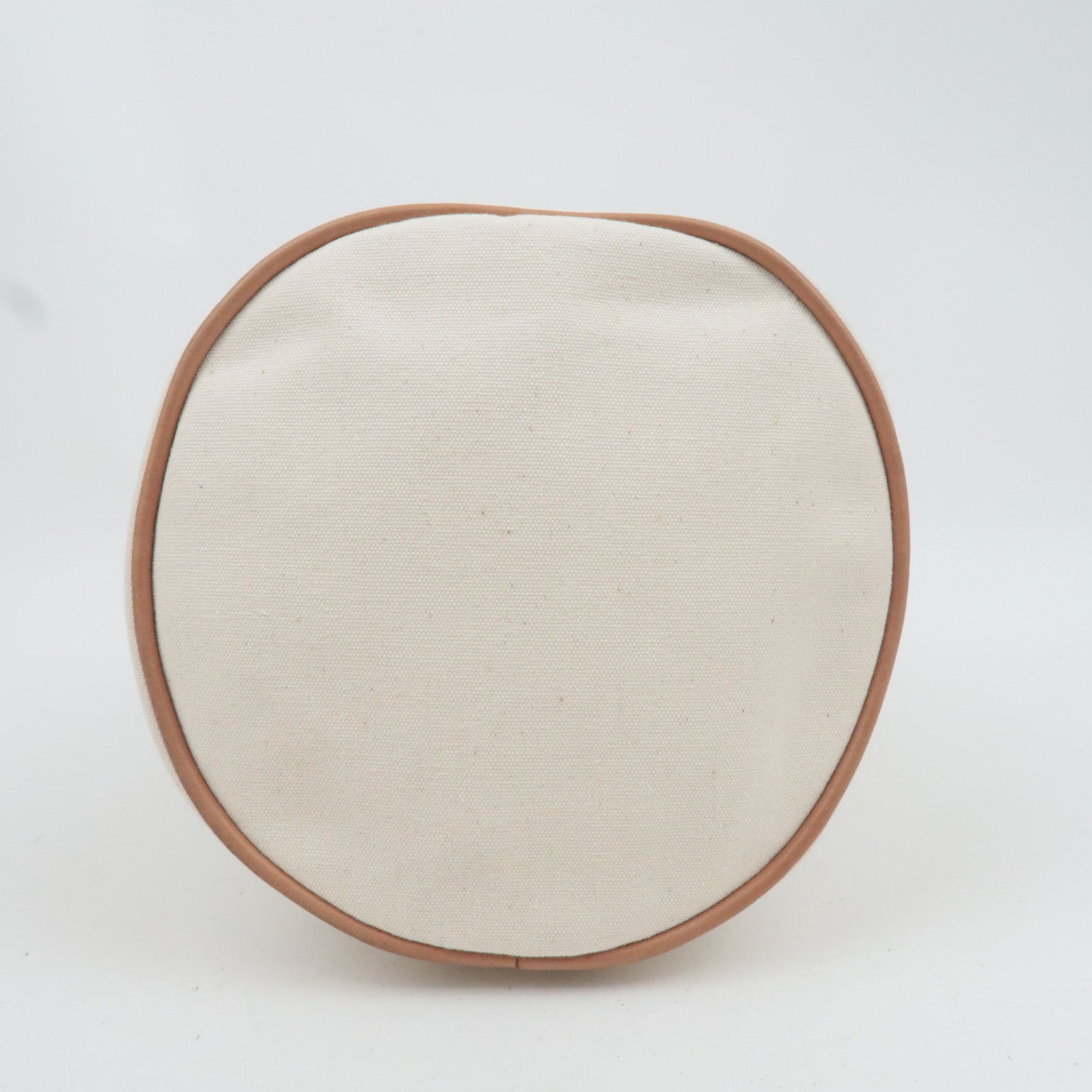 HERMES Polochon Mimile PM Canvas Leather Shoulder Bag Ivory