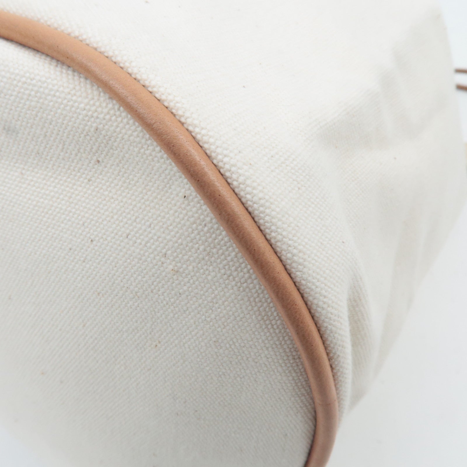 HERMES Polochon Mimile PM Canvas Leather Shoulder Bag Ivory