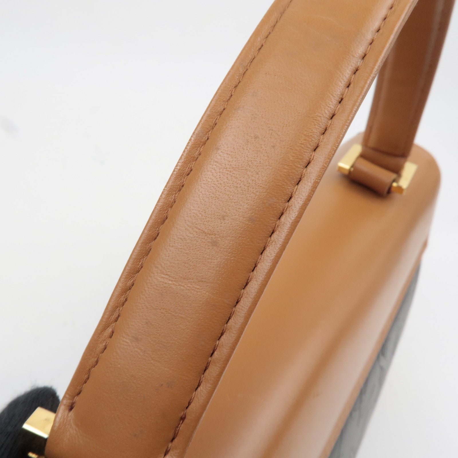 SAINT LAURENT YSL Logo Leather Handbag Black Brown