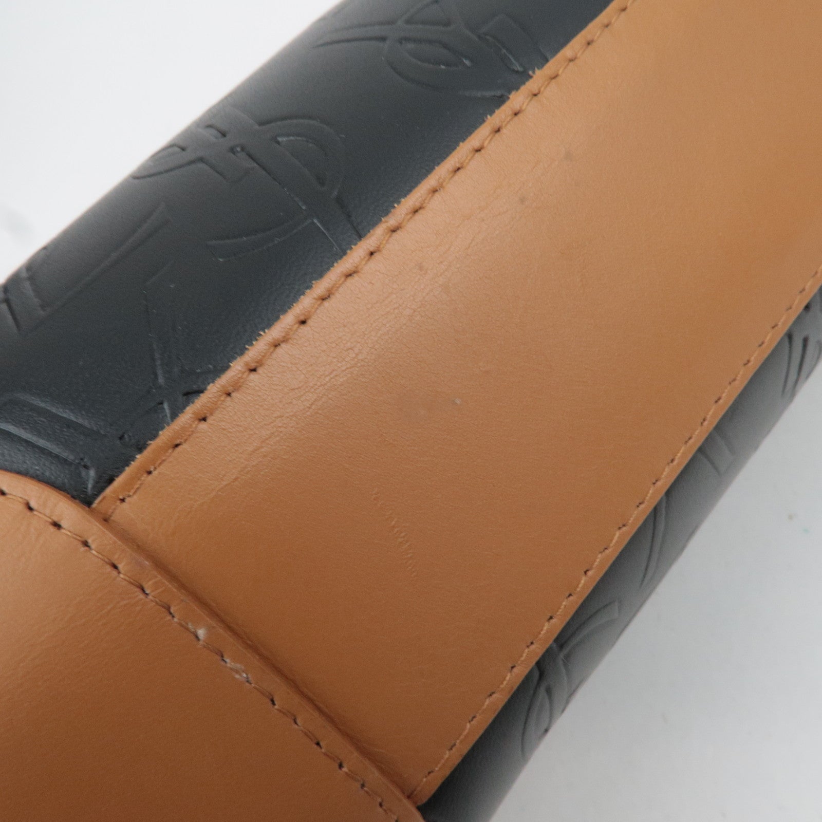 SAINT LAURENT YSL Logo Leather Handbag Black Brown