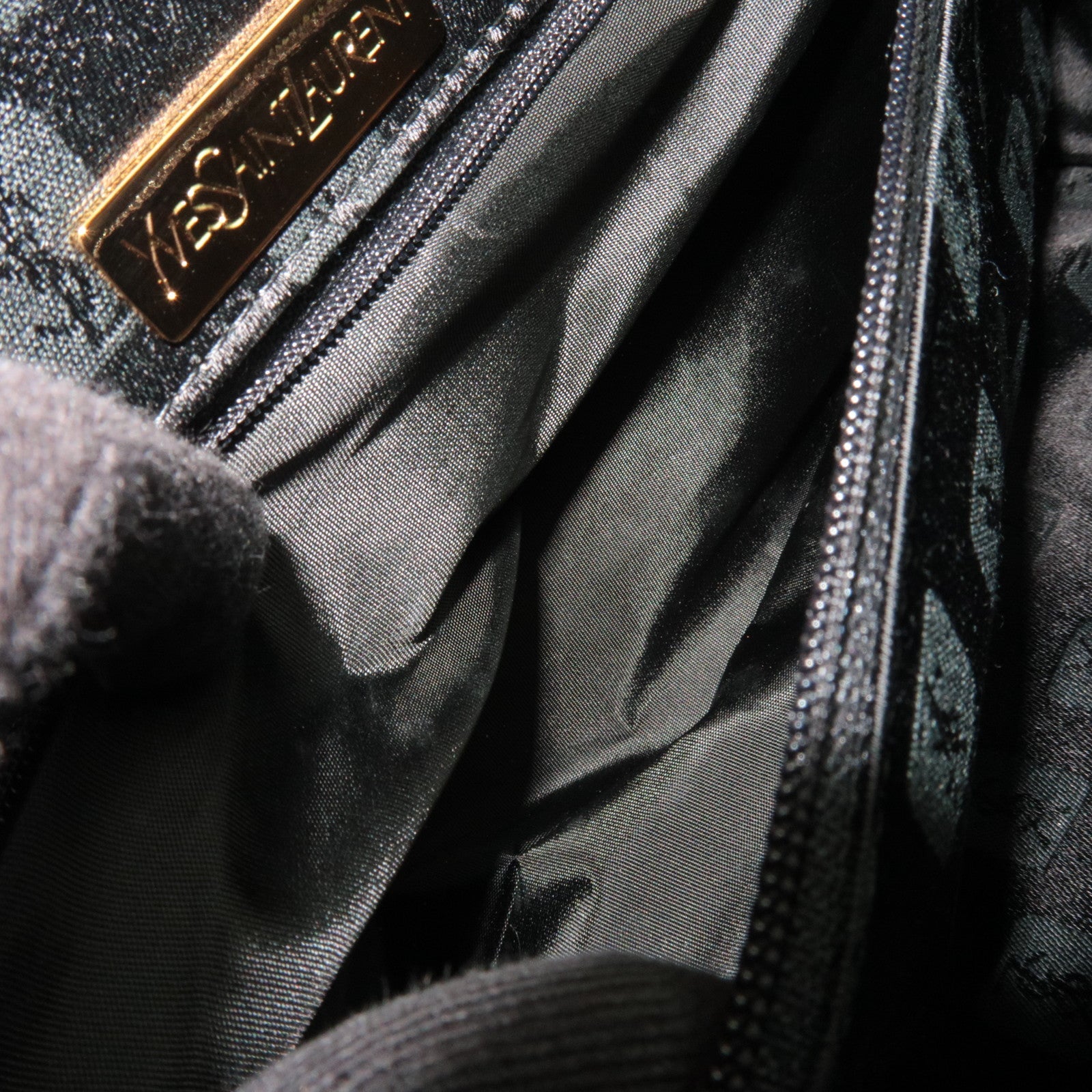 SAINT LAURENT YSL Logo Leather Handbag Black Brown