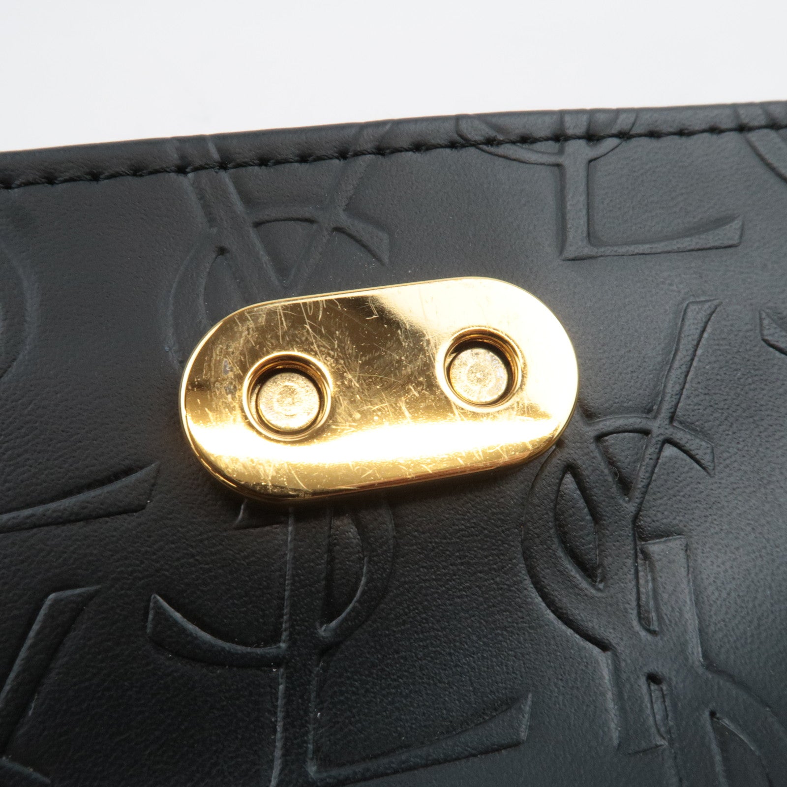 SAINT LAURENT YSL Logo Leather Handbag Black Brown