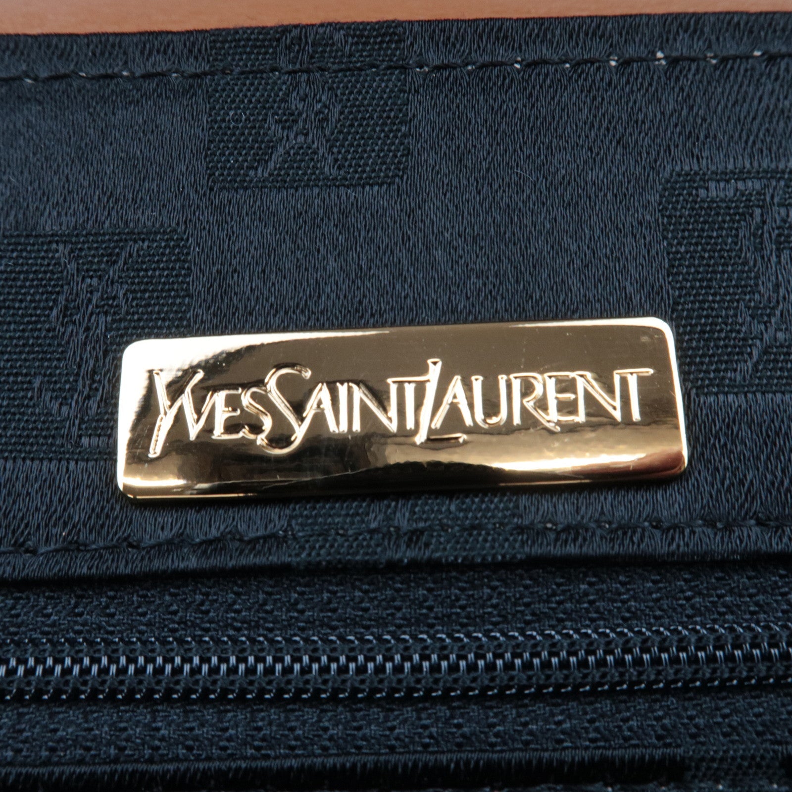 SAINT LAURENT YSL Logo Leather Handbag Black Brown