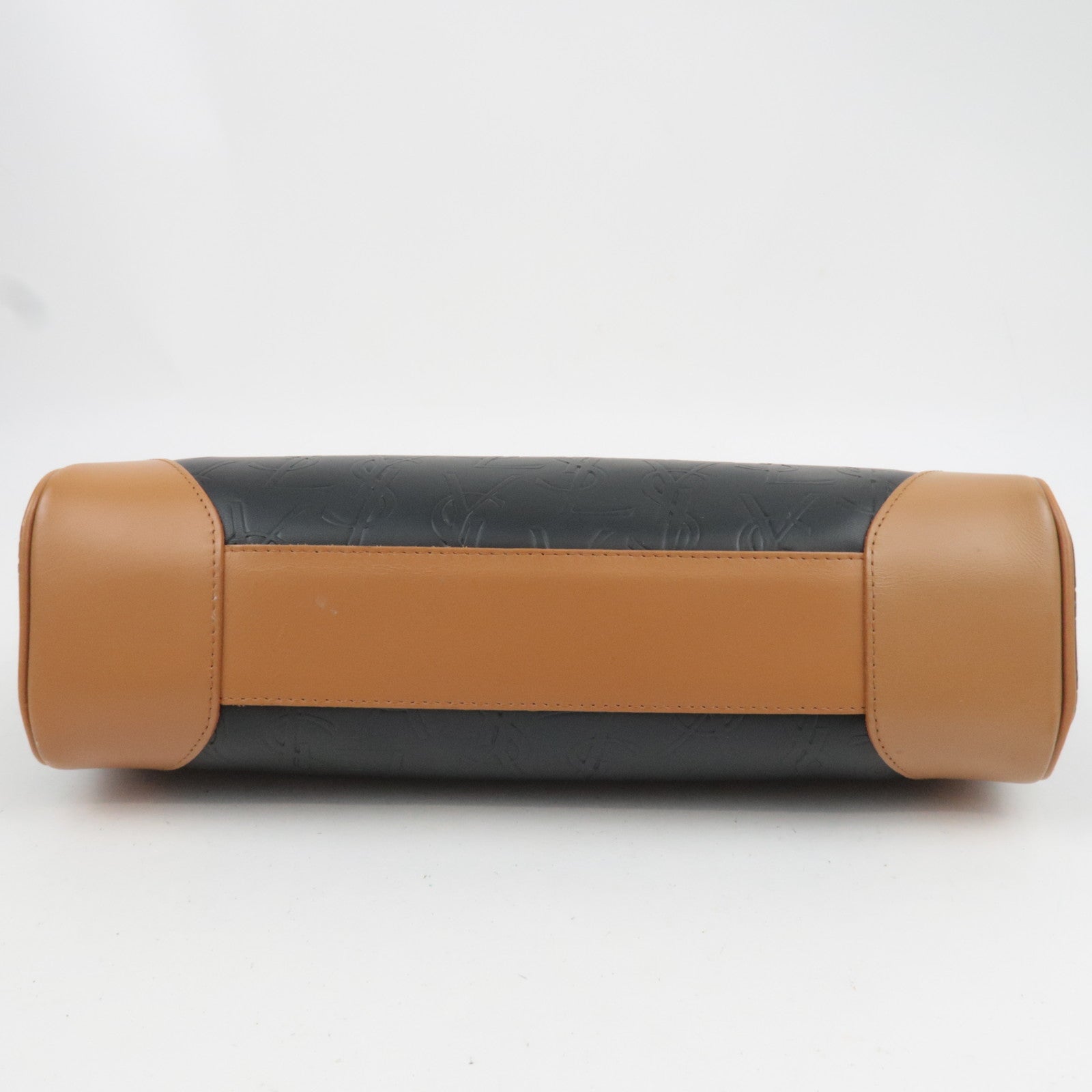 SAINT LAURENT YSL Logo Leather Handbag Black Brown