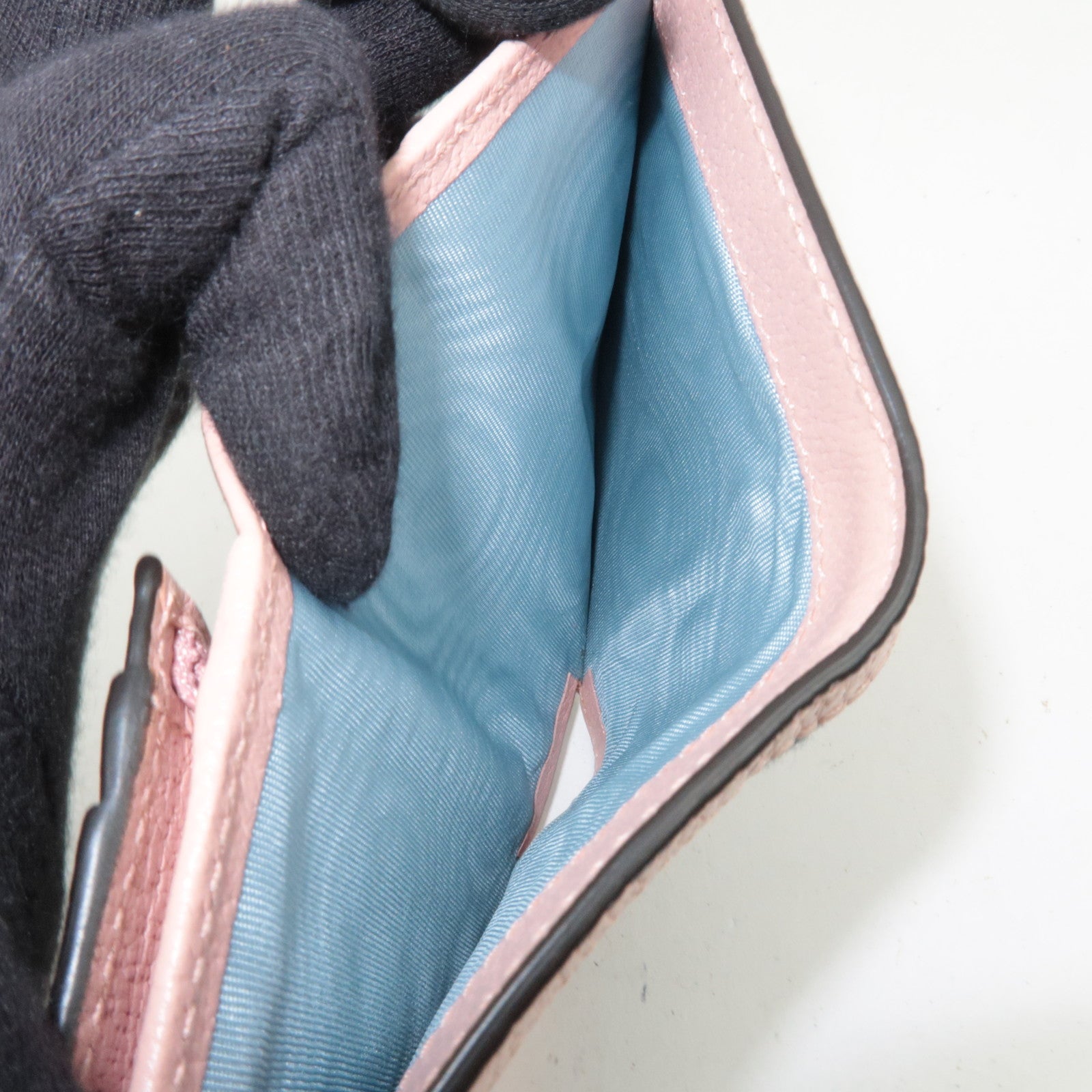 GUCCI Ophidia Floral Embroidery GG Denim Wallet Japan Limited Pink Navy 523155