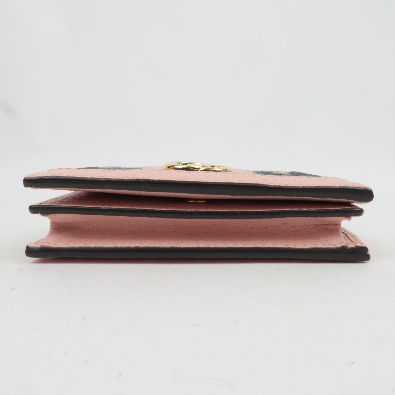 GUCCI Ophidia Floral Embroidery GG Denim Wallet Japan Limited Pink Navy 523155