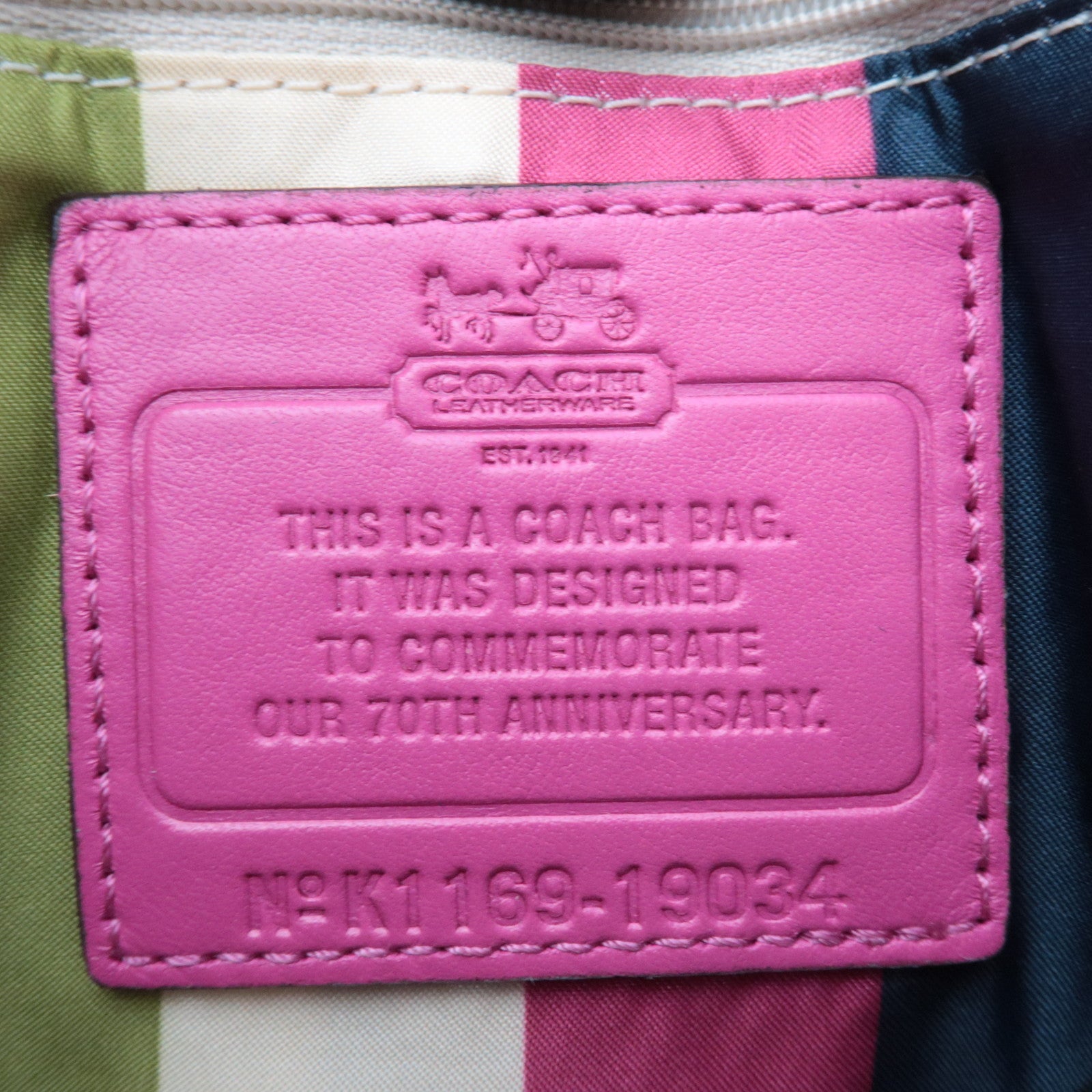 COACH Signature 2Way Canvas Leather Handbag Beige Pink 19034