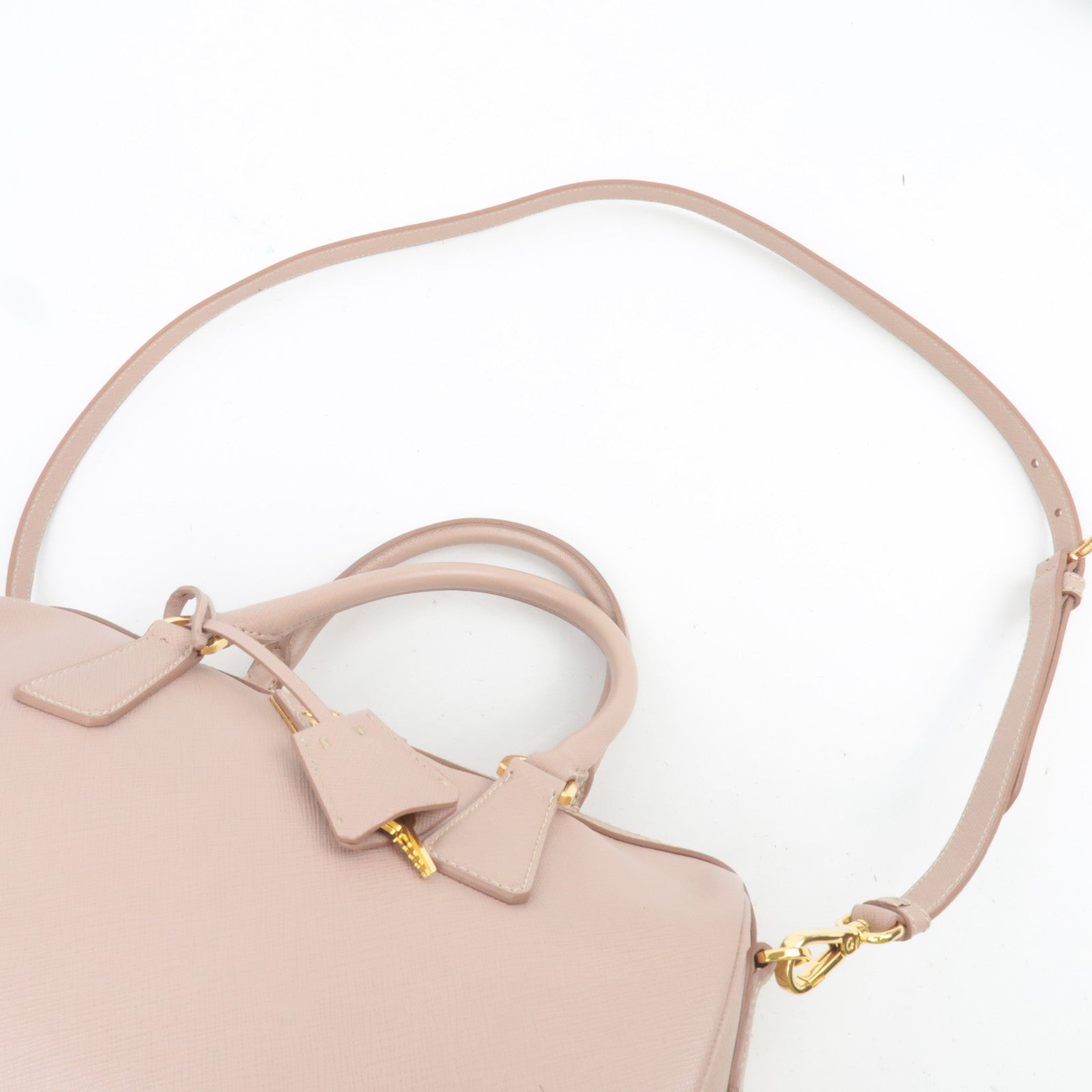 PRADA Galleria Saffiano Leather 2Way Small Boston Bag Pink Beige 1M1132